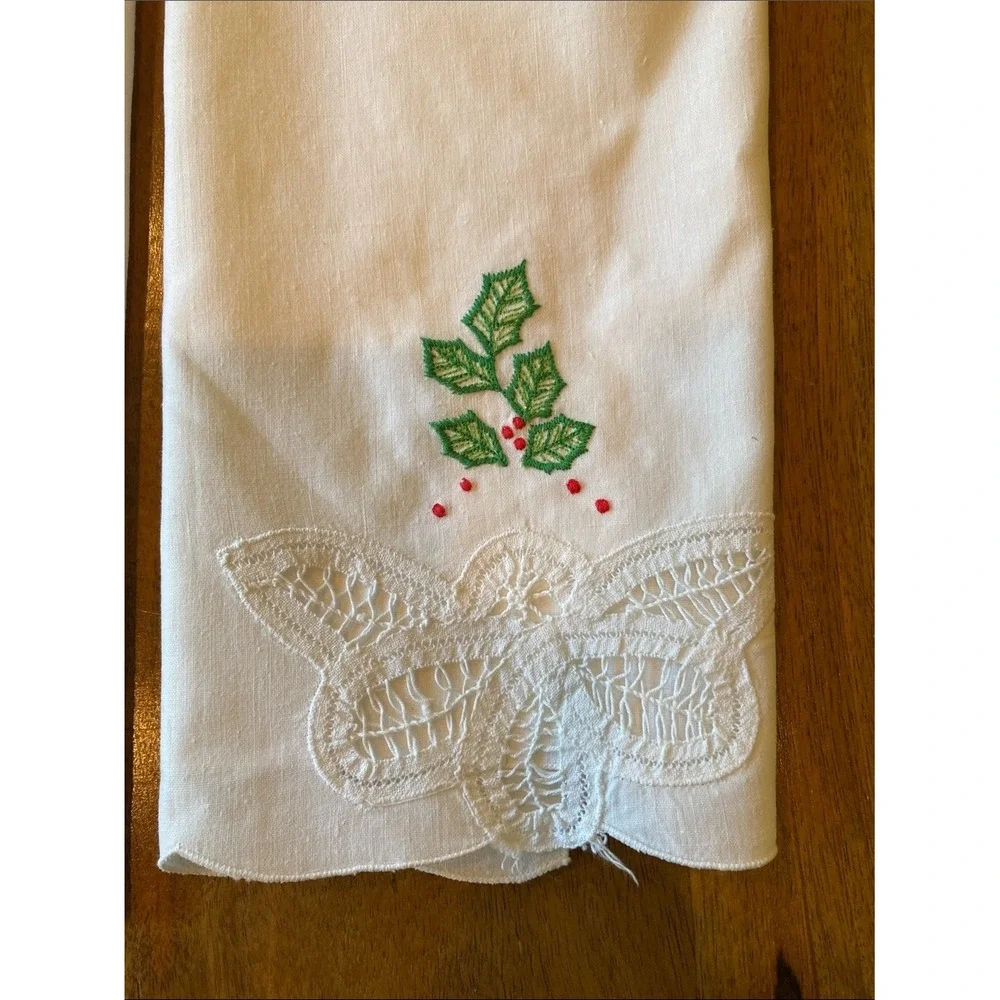 Christmas Holiday Themed Embroidered Cotton Tea Hand Towels Set of‎ 7 Variety